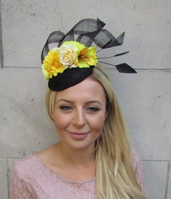 Black Yellow Rose Flower Feather 