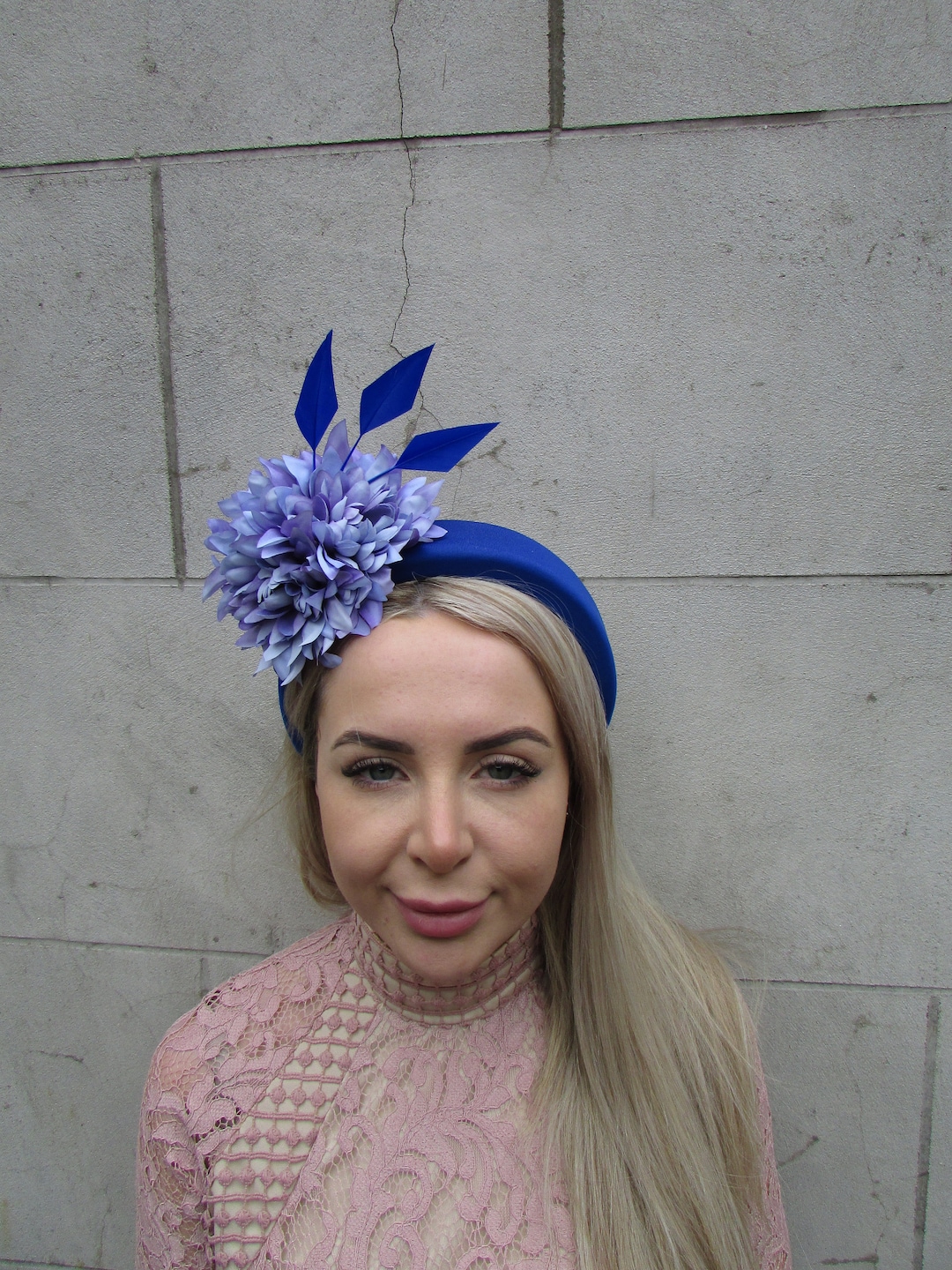 Royal Blue Fascinator Light Cornflower Lilac Blue Flower Padded