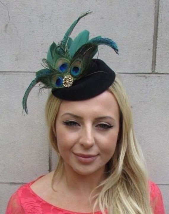 Black Dark Green Gold Peacock Feather 