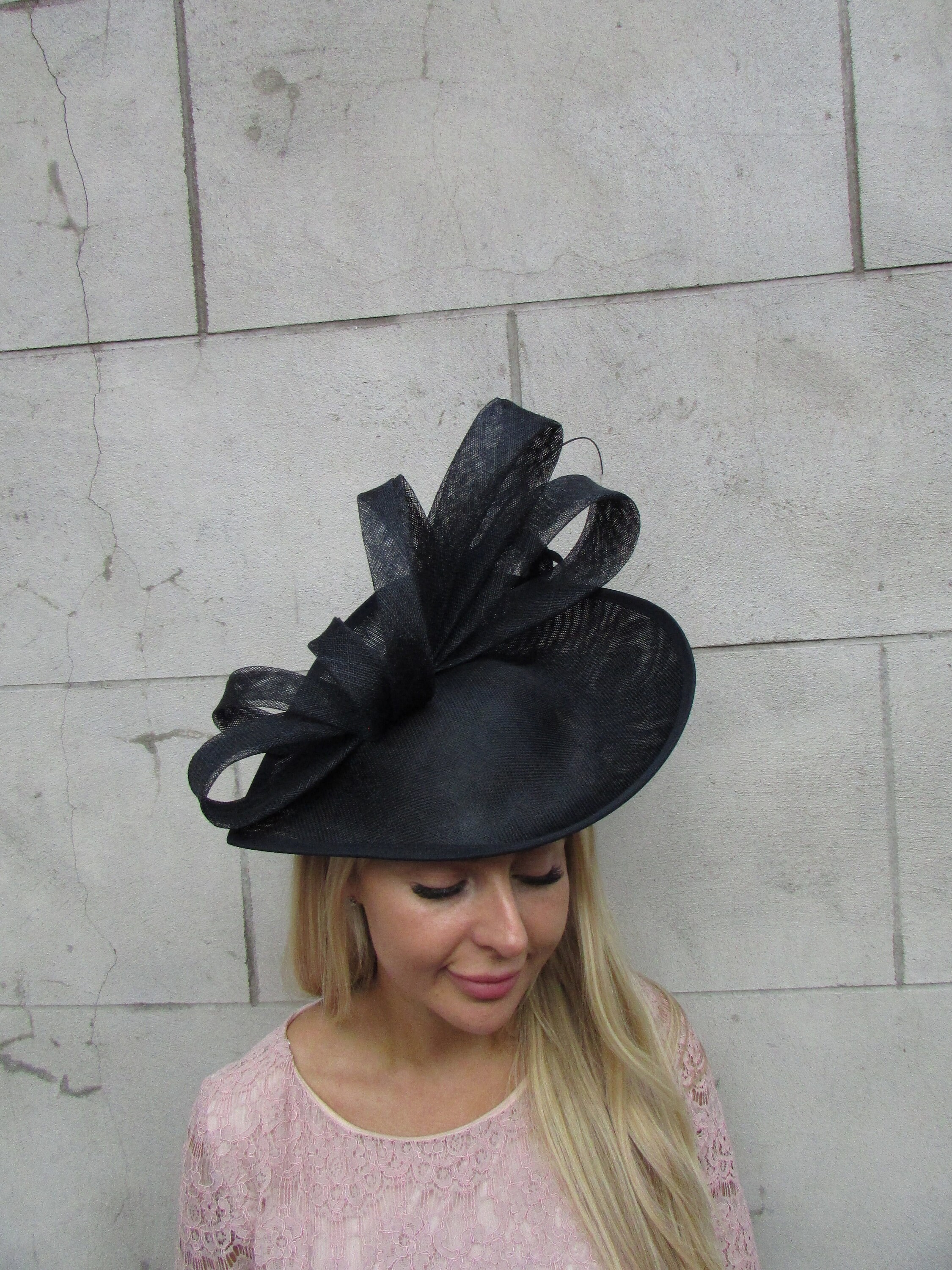 8187 Fascinators Hats For Women, Black Fascinator Headband With Feather Kentucky Derby Hat | Black Fascinator w/ White Feathers  main image 2