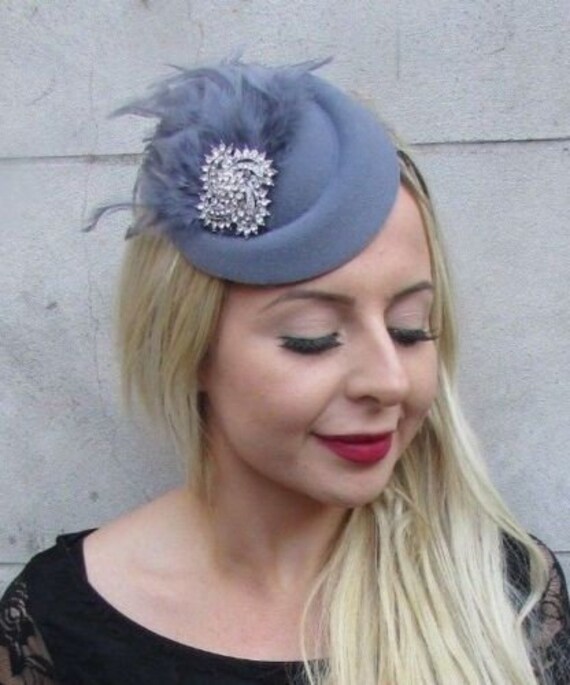 Grey pillbox fascinator Clearance