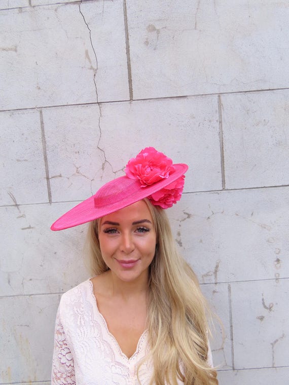 Large Hot Pink Flower Floral Fascinator Disc Hat Saucer  display picture 2