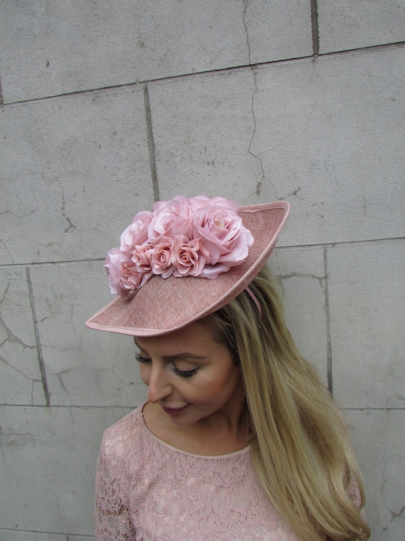 Pale peach wedding hat discount