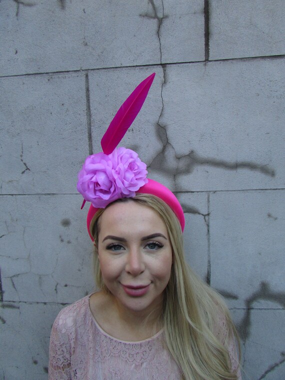 Hot Pink Fascinator Headband NATALIA FASCINATOR HEADBAND PINK – Bonitoandgrace main image 3