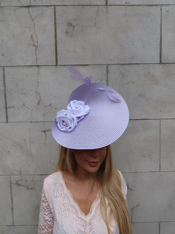 Purple Fascinator with Large Floral Accents Plum Purple Fascinator: Gold Floral Wedding Hatinator - Etsy main image 4
