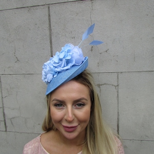 Cerchietto per capelli con disco a forma di fiore azzurro, copricapo floreale per matrimonio, cerchietto per capelli, azzurro sh-149