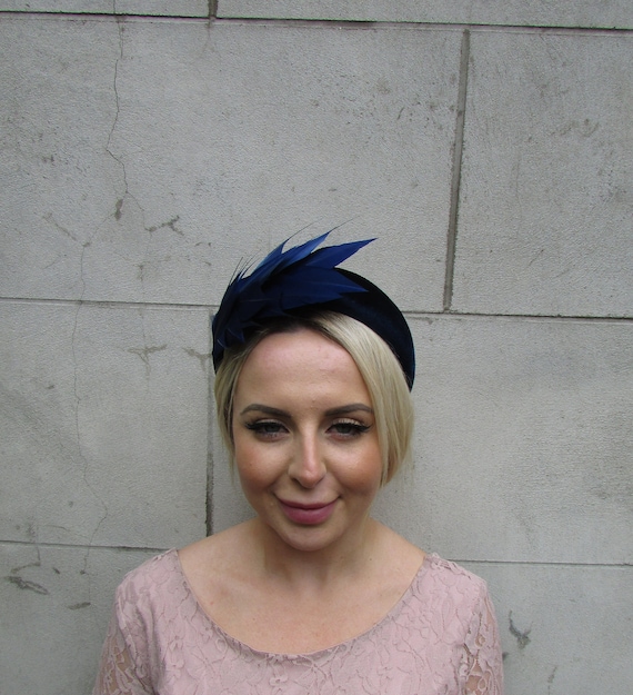 Navy Blue Feather Velvet Padded 