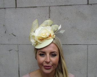 white crin fascinator headband headpiece wedding party piece race ascot bridal 