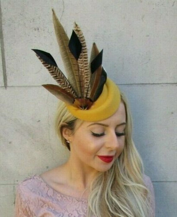 Mustard Yellow Navy Blue Pheasant 