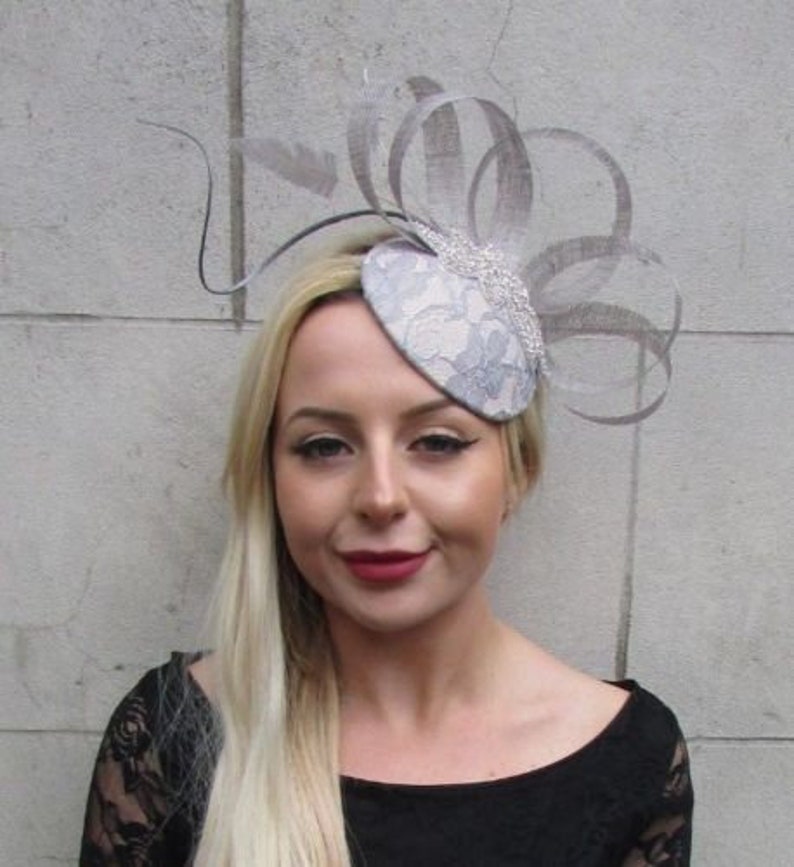 Grey pillbox fascinator Clearance