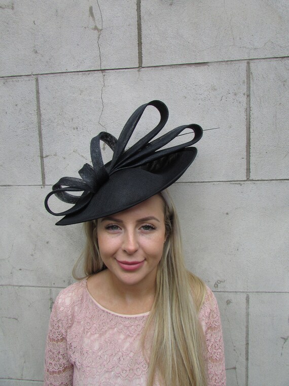 Natasha Black Fascinator Feather Headband Hat Elegant Black Beaded Fascinator Hat With Feathers and Veil  main image 4