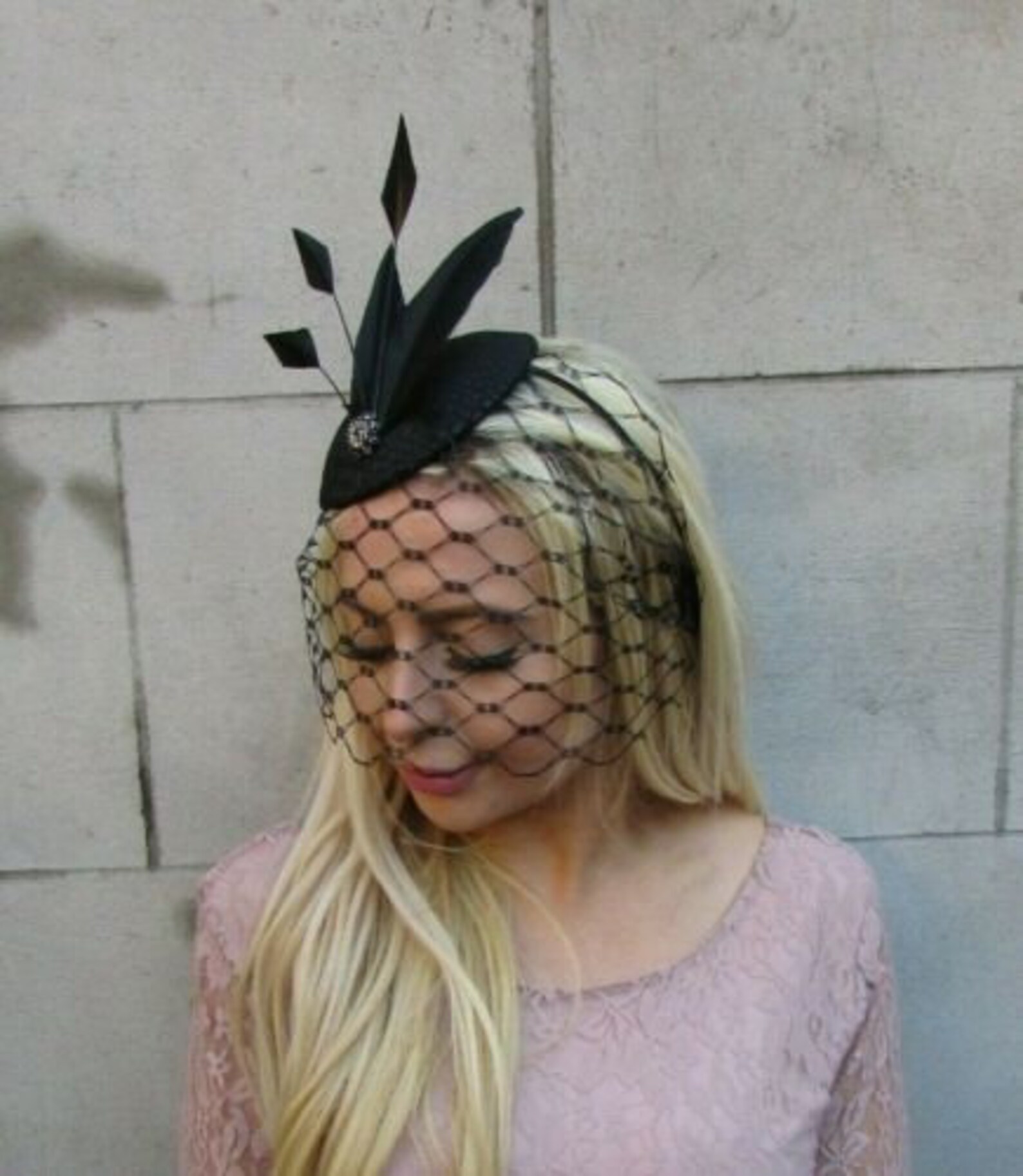Black Snakeskin Print Birdcage Veil Feather Hat Fascinator Etsy