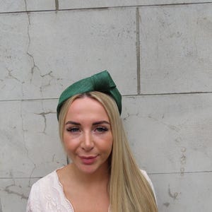 Dark Green Sinamay Knot Fascinator Headband Turban Headpiece Races Wedding Guest Bottle Green u12207