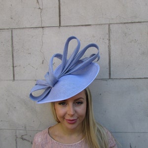 Large Light Cornflower Blue Periwinkle Bluebell Blue Fascinator Hat Big Teardrop Wedding Races u12708 c1n image 1