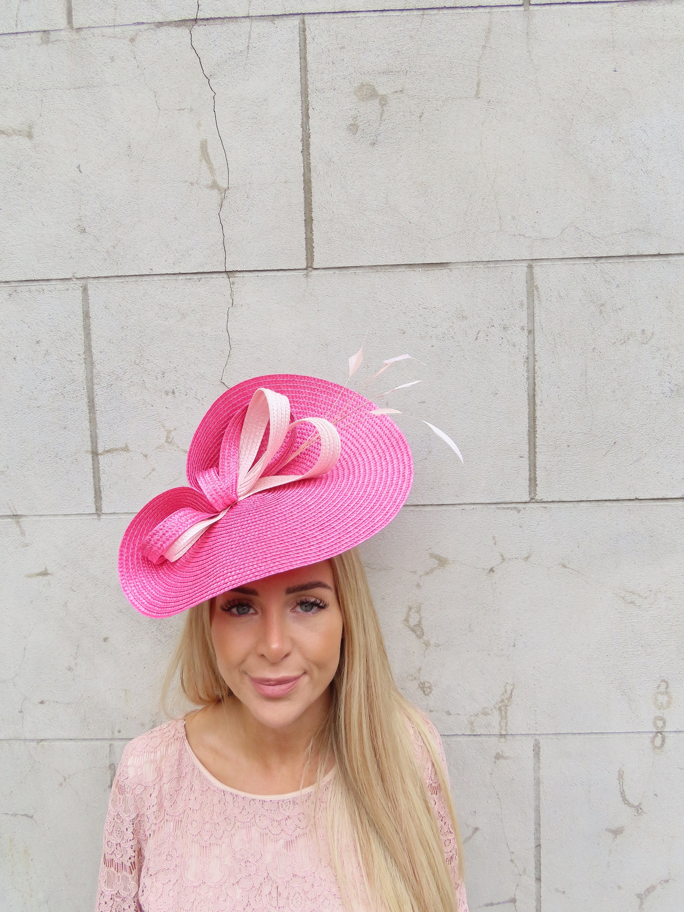 One off Piece Large Light Blush Pink Hot Pink Straw Style 