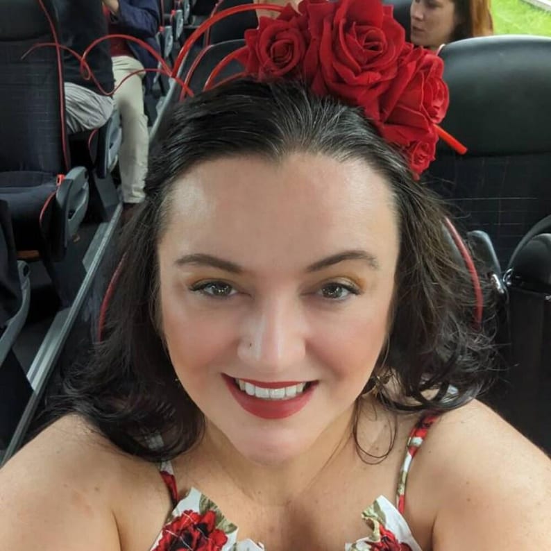 Red Rose Flower Statement Feather Fascinator Headband Races sh-352 image 7