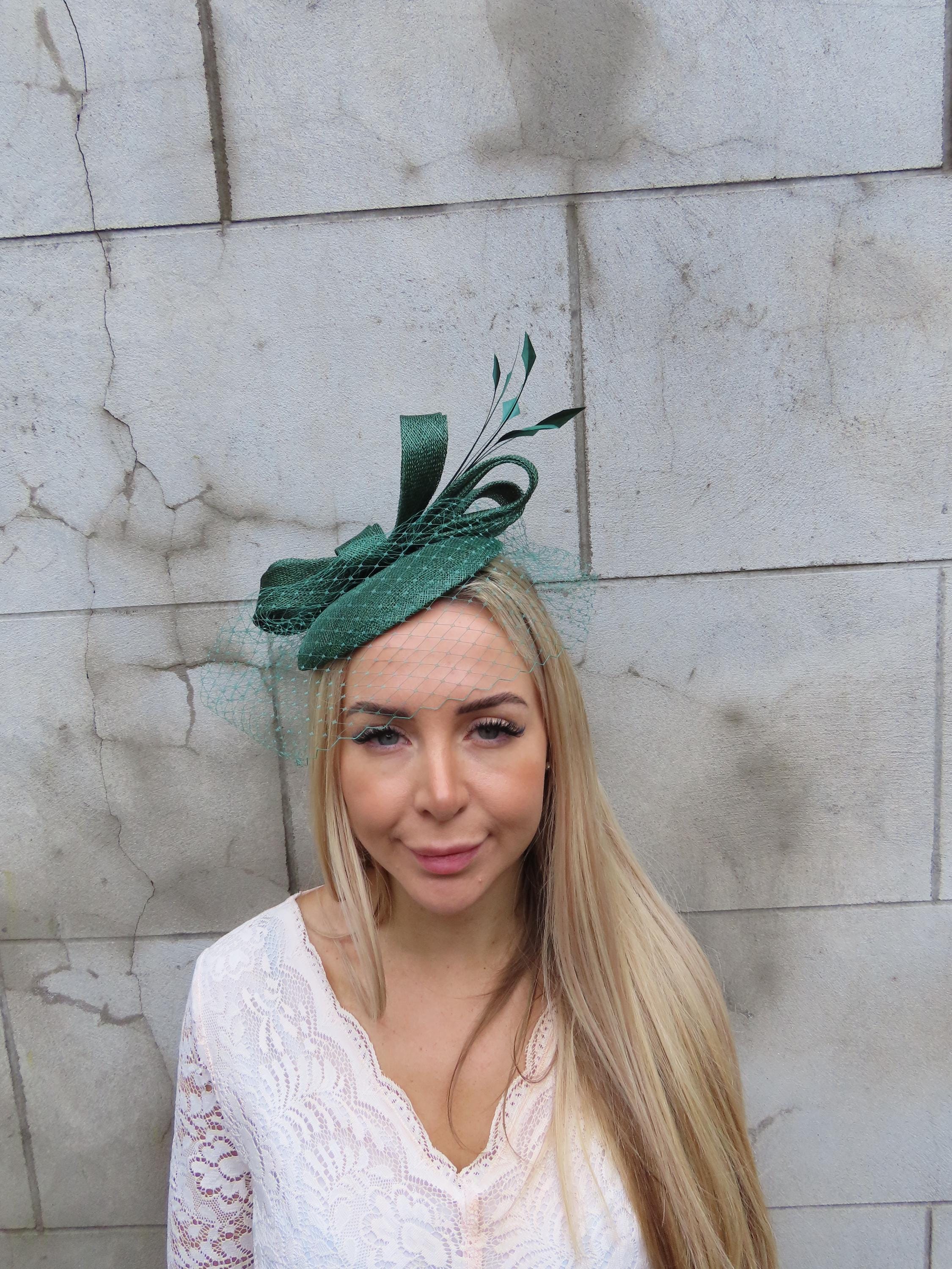 Green Fascinator With Veil - Etsy