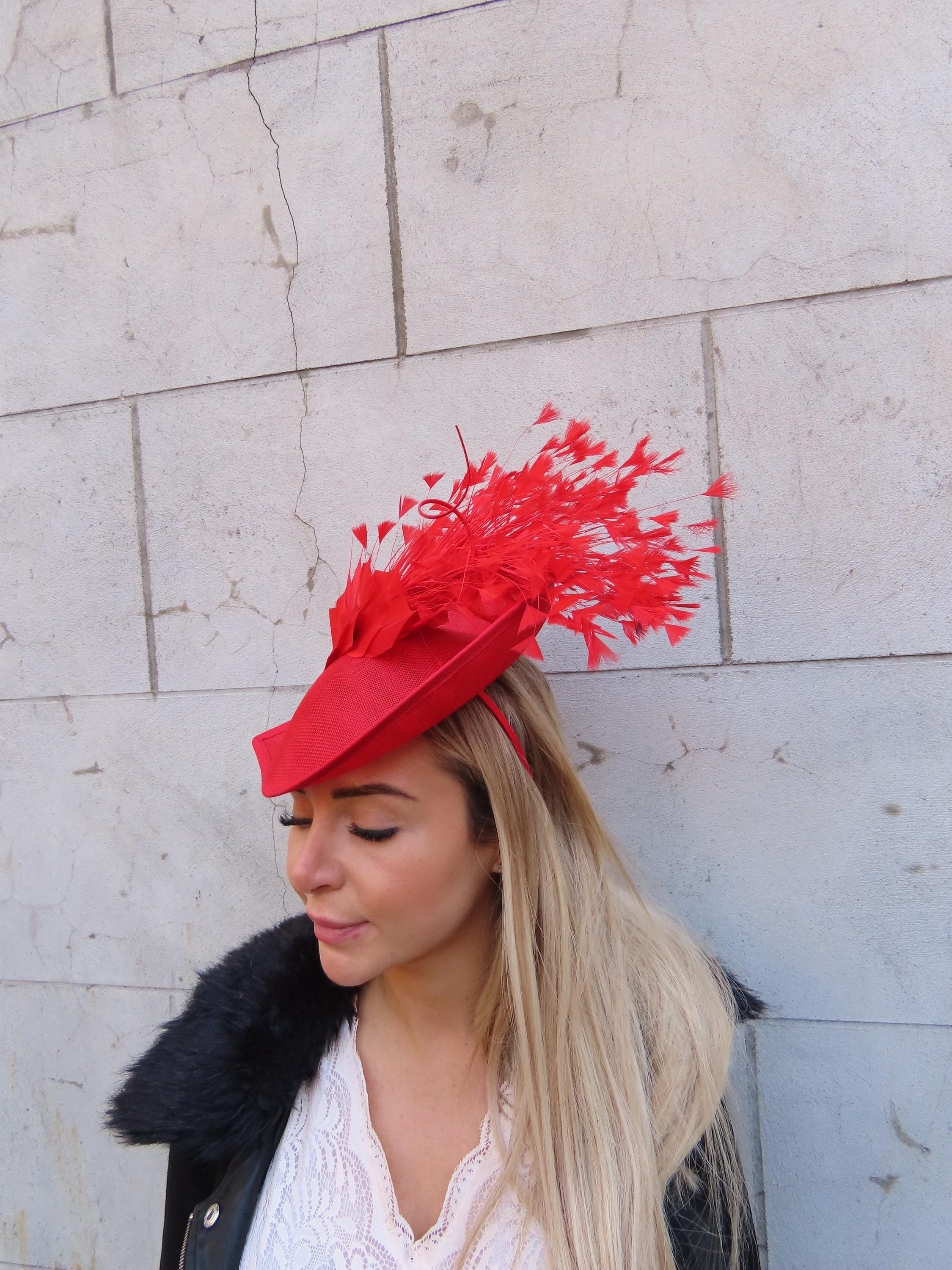 Fascinators Headband with Feather, Red Bird Wing Claret Burgundy Halo Bandeau Fascinator Headband  main image 3