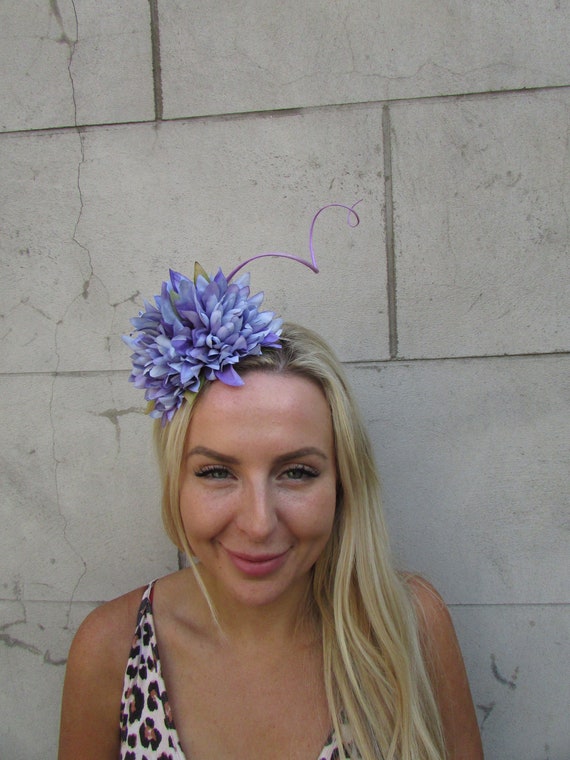 Cornflower Blue Lilac Flower Feather Fascinator Headpiece Etsy