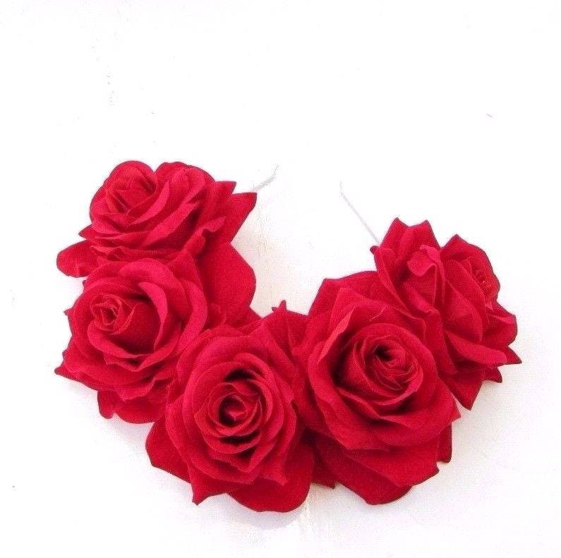 Large Red Rose Flower Sugar Skull Headband Big Hair Crown Day of the ...