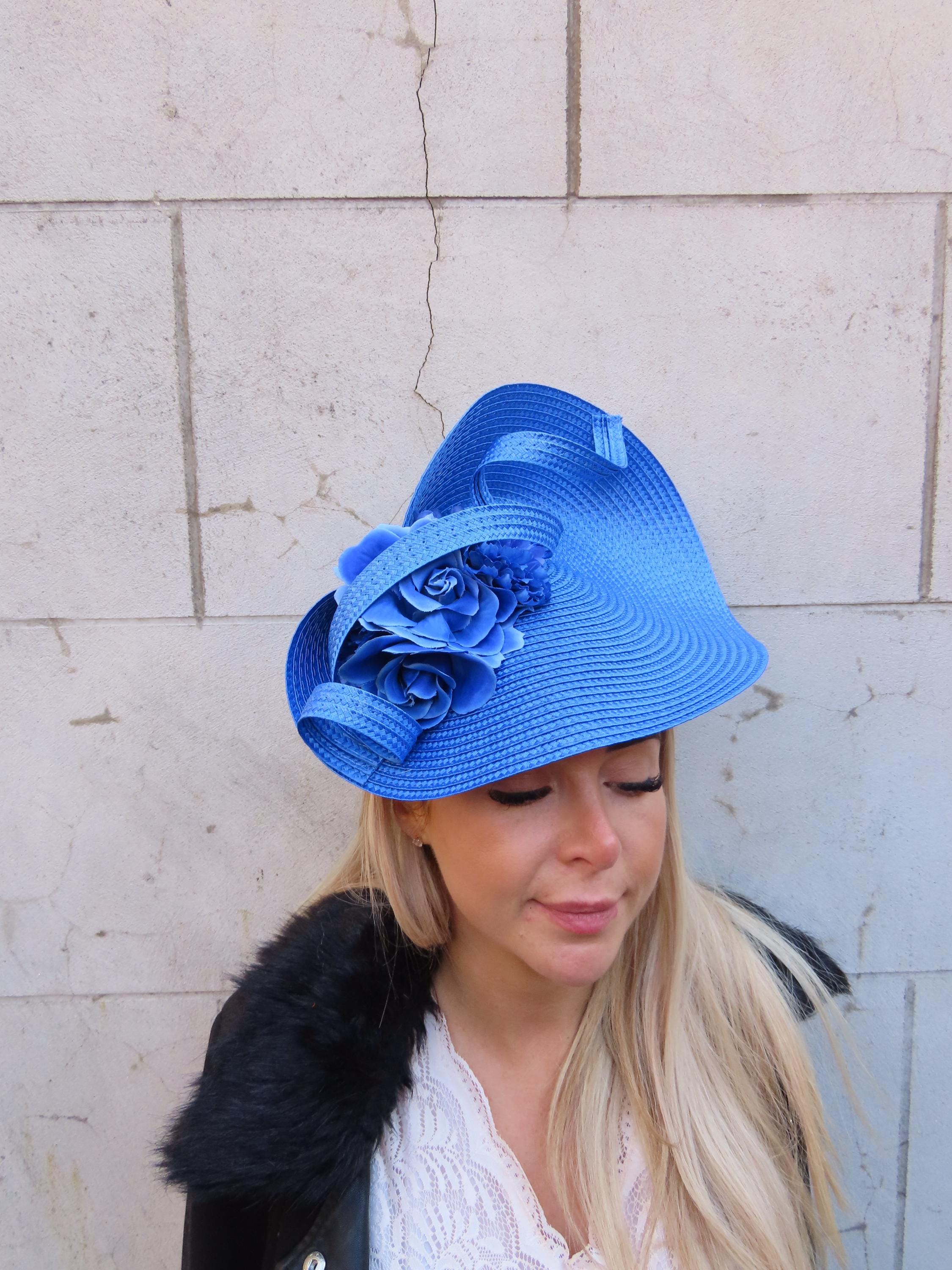 VTG Union Made USA Blue Flower Hat Fascinator Hair Piece Hanging Petals Unique Amazon.com: WLLHYF Blue Ladies Feather Flower Hair Clip  main image 2