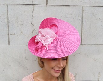 One off Piece Large Hot Pink & Light Pink Rose Flower Straw  display picture 3