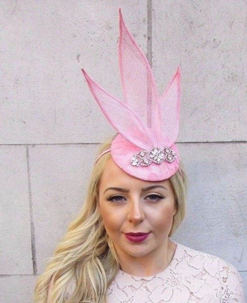 Light Pink Rose Gold Silver Statement Fascinator Pillbox Hat Etsy