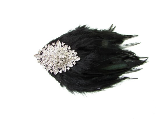 Fascinators Headpieces Black Silver Feather Fascinator