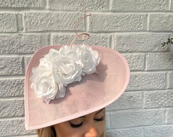 Large Light Blush Pink White Feather Flower Teardrop  display picture 2