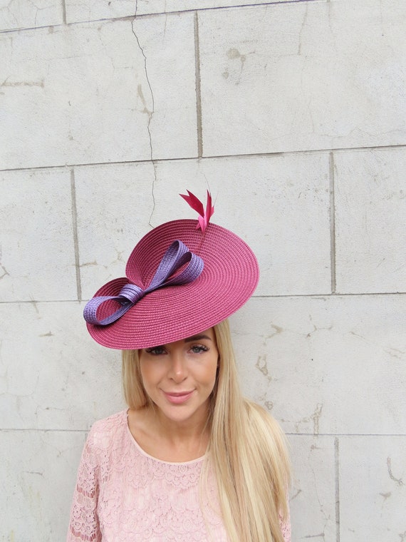One off Piece Large Burgundy & Plum Purple Straw Style Hat  display picture 2