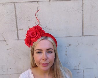 Bandeau fascinateur fleurs roses rouges u12906