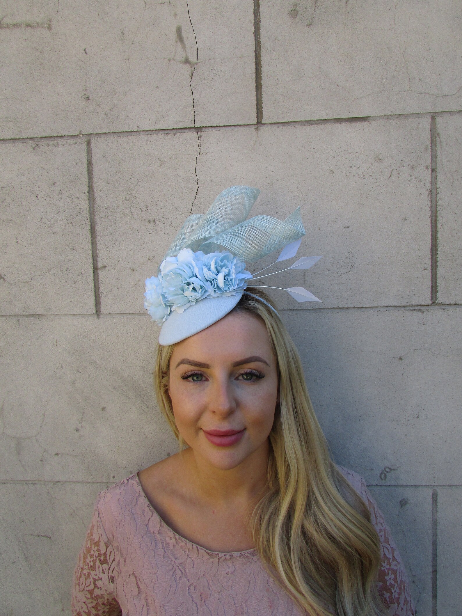 Light Duck Egg Blue Pale Aqua Flower Feather Hat Fascinator Etsy UK