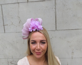 Lilac Flower Fascinator Headband Headpiece Races Wedding Guest Sinamay Ladies Day One off Piece - u12207