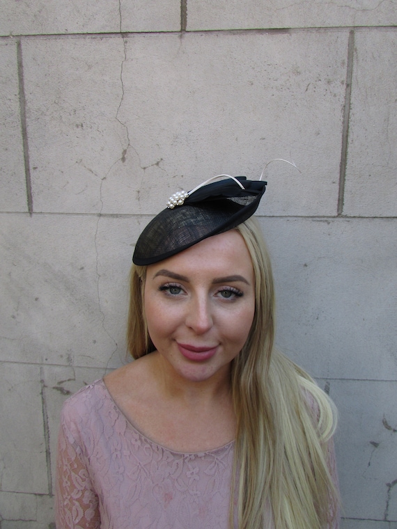 Black Ivory Feather Fascinator Disc 