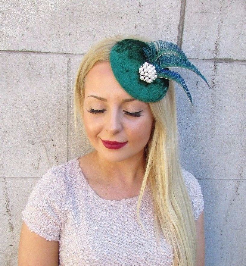 Emerald Green Ivory Peacock Feather Fascinator Hair Clip 1940s | Etsy UK