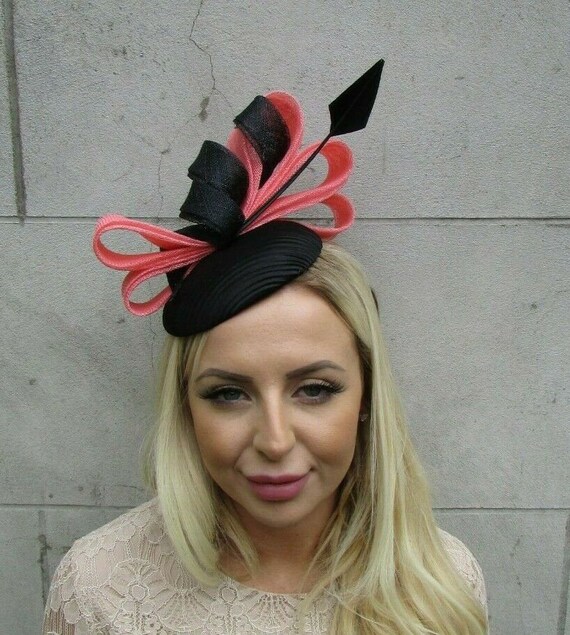 Coral Fascinator Hat Feather 