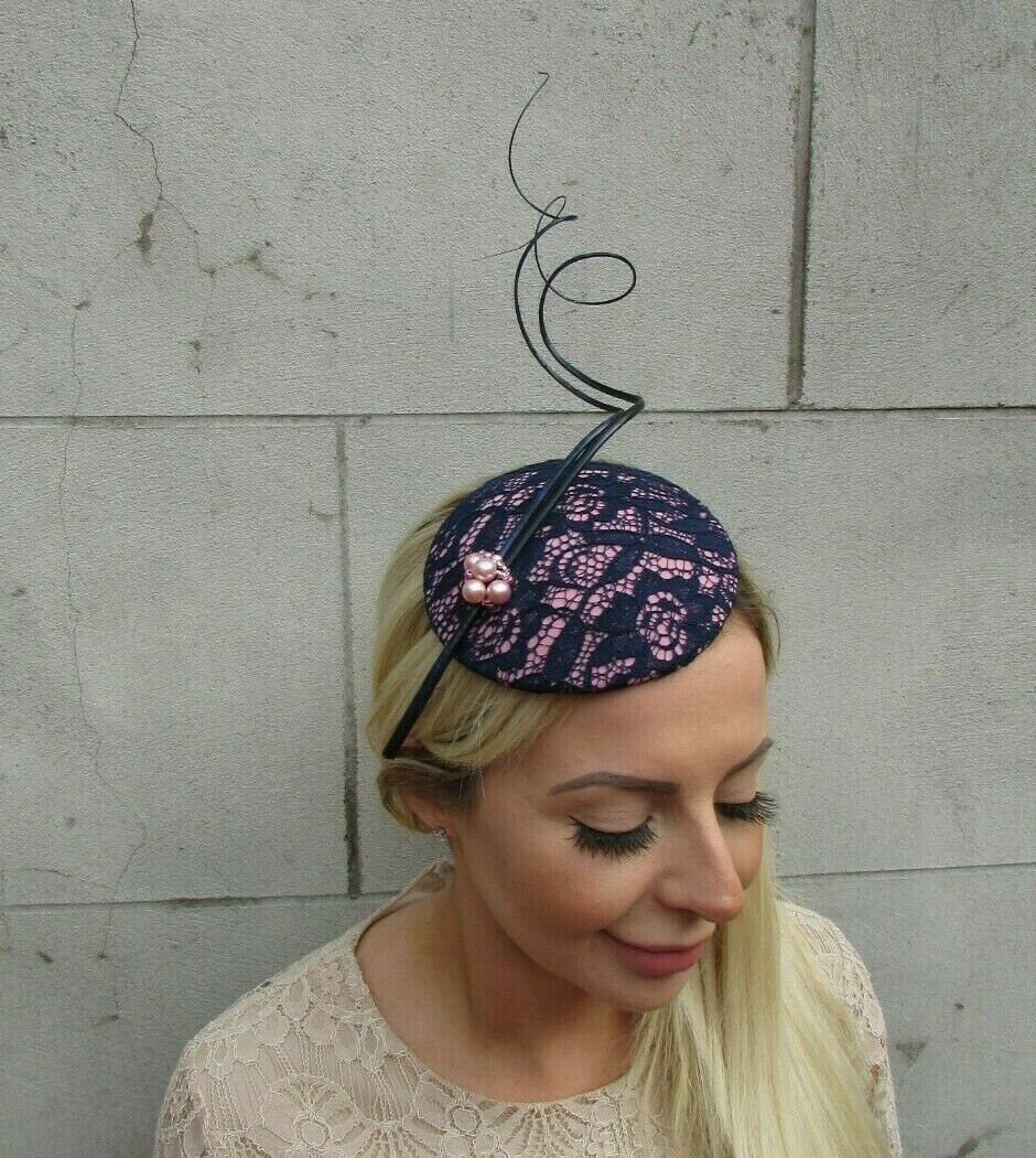 Navy Blue Blush Pink Dusky Pink Feather 