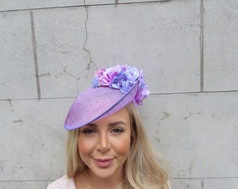 Broche Pince à Cheveux Fleur En Similicuir Violet/lilas - Pour Mariage Ou Soirée - Bijou Fantaisie