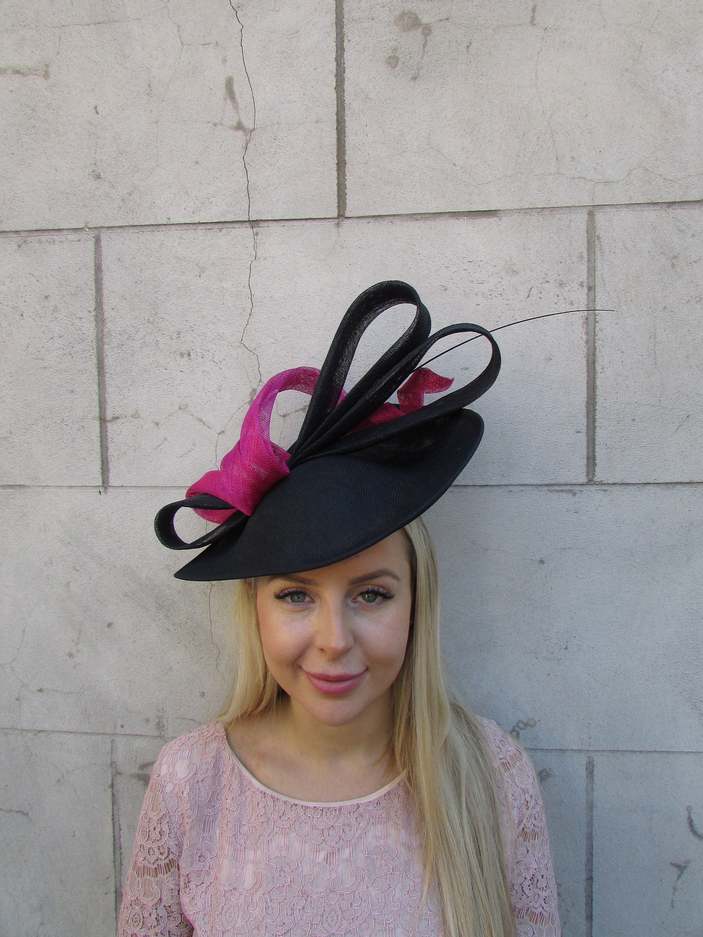 functie Of later Interessant One off Piece Large Black Fuchsia Pink Feather Fascinator - Etsy