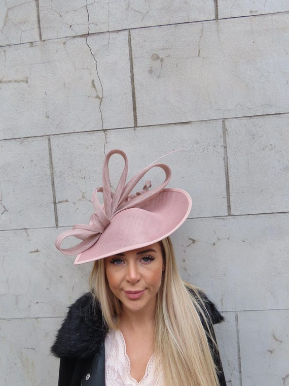 Mink Facinator Mink Beige Dusty Blush Pink Feather Kentucky Derby  main image 3