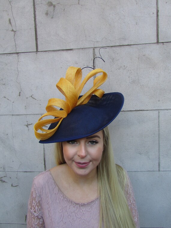 One Off Piece Navy Blue Mustard Yellow 