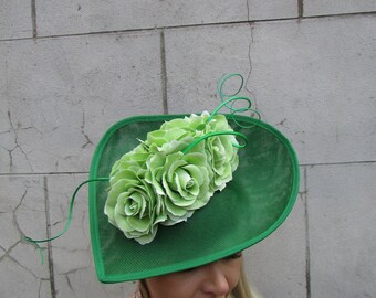 GREEN floppy hat with xtra flower detail. Lovely ???? Wildflower State Hat {Olive with Pinky Orange Flowers  main image 4