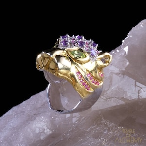 Tijger ringmaat 8 * Amethyst, Ruby + Peridot * gratis DHL Express verzending * 71024gr1