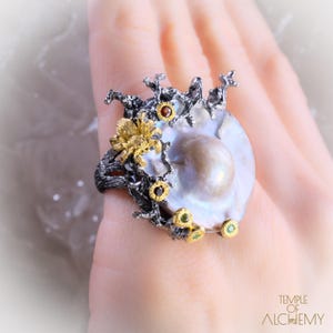 Spider Ring * grootte 5,75 * Blister Pearl Emerald + Rhodolite Garnet * gratis DHL Express verzending * 71019gr2