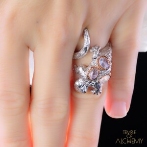 Gecko Ring * Gratis grootte * Rainbow Moonstone + Peridot * gratis DHL Express verzending * 80421gr4