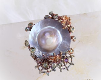 Spinne Totem Ring Größe 6 * Blase Perle, Amethyst, Smaragd + Peridot * kostenlose DHL Express Versand * 7909gr4