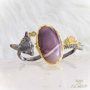 Fox Totem ringmaat 8.5 * Mookaite Jasper + blauwe saffier + gele Opal Emerald * gratis DHL EXPress verzending * 7827gr2