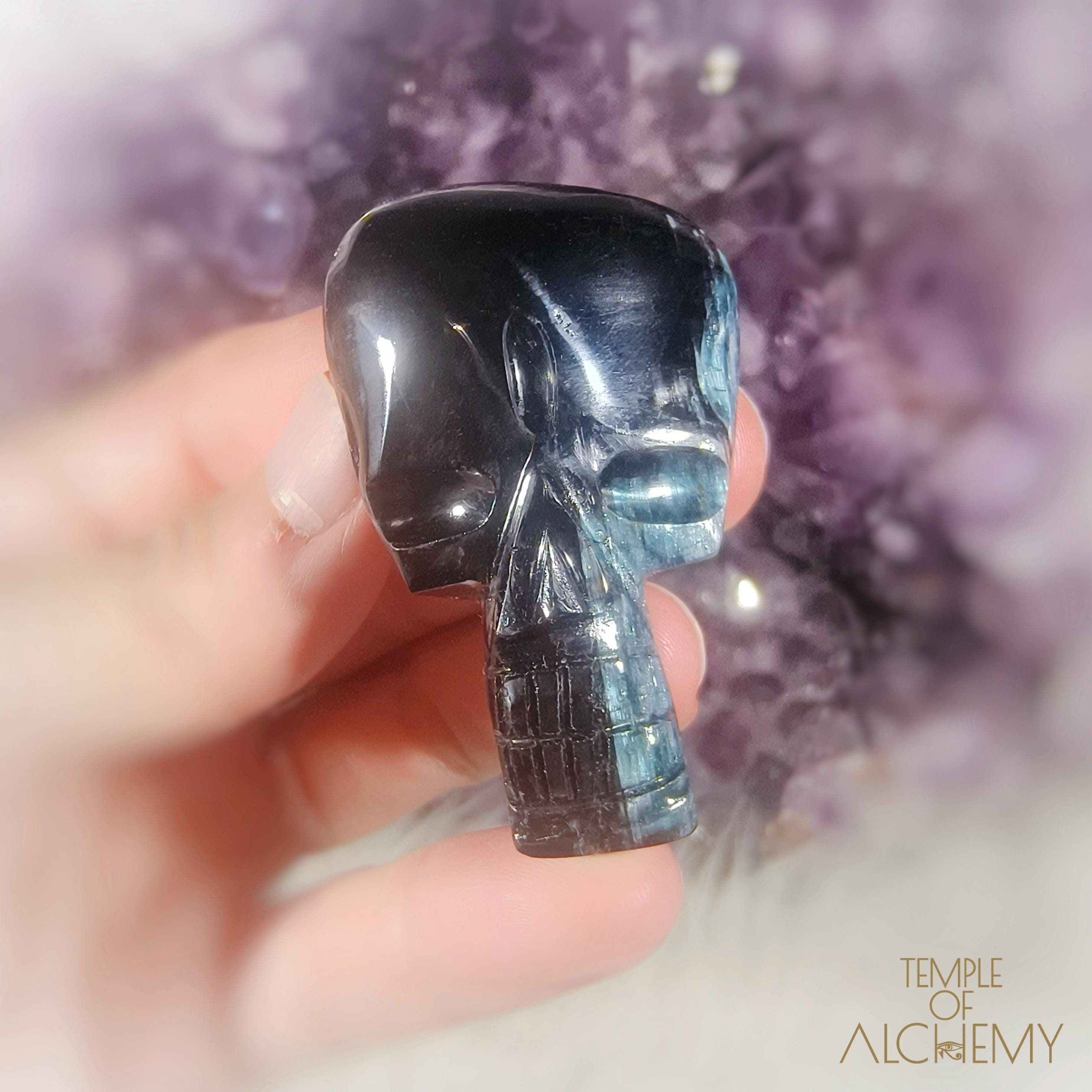 ULTRA RARE * Gemmy Cat's Eye Blue x Black Tourmaline * Shaman * L31.x26