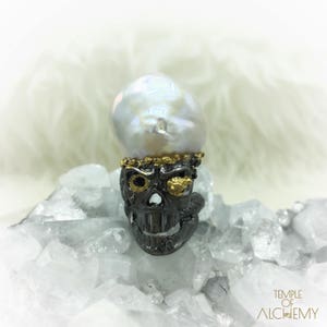 Skull Ring * grootte 6 * barokke parel * gratis DHL Express verzending *