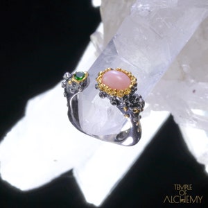 Open voor de liefde Ring * Gratis grootte * roze opaal + Chrome diopsiet * gratis DHL Express verzending * 80421gr2